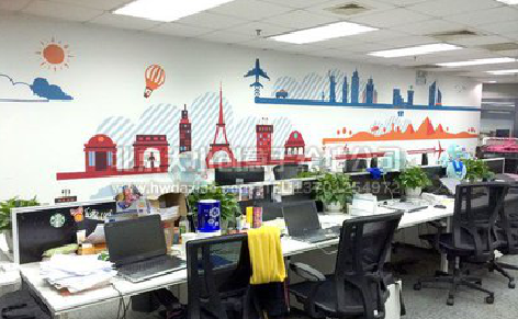 石阡教你设计办公室墙绘的方法。